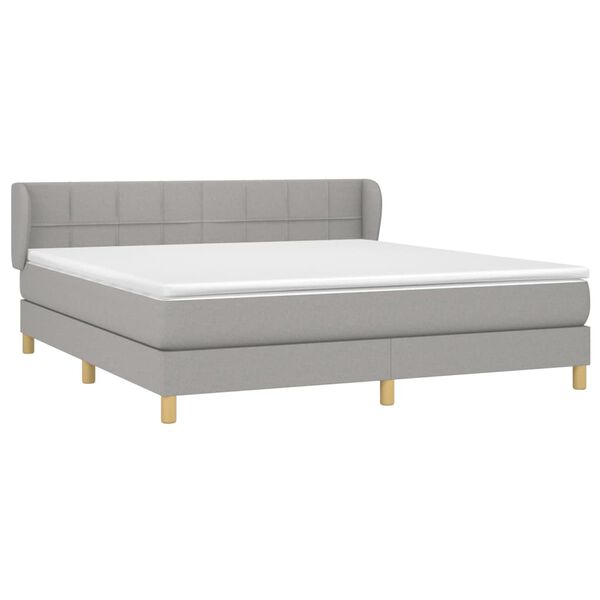vidaXL Cama box spring con colch&oacute;n tela gris claro 160x200 cm