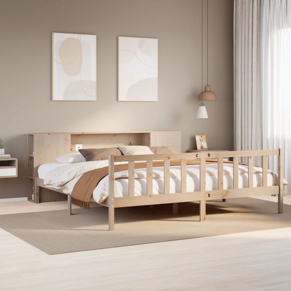 vidaXL Cama con estanter&iacute;a sin colch&oacute;n madera maciza de pino 180x200cm