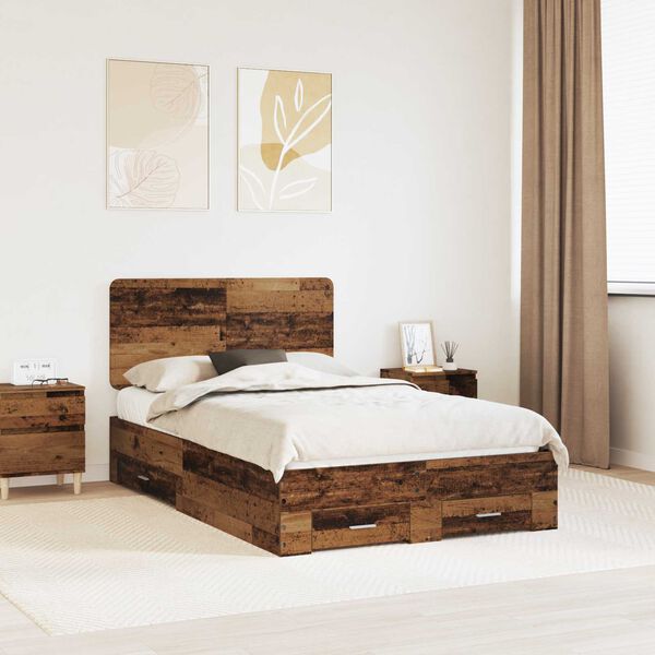 vidaXL Estructura de cama con cabecera Madera vieja 120 x 190 cm