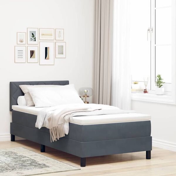 vidaXL Cama tipo Box Spring Gris oscuro 90 x 190 cm Terciopelo