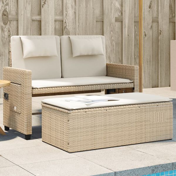 vidaXL Sillón reclinable de jardín con cojines ratán sintético beige