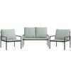 vidaXL Juego muebles de jard&iacute;n 3 pzas y cojines acero gris antracita