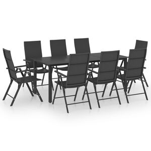vidaXL Juego de comedor para jard&iacute;n 9 piezas negro