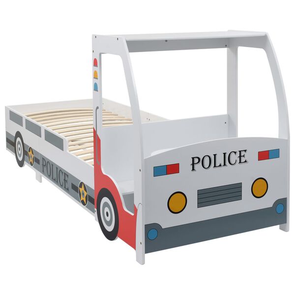 vidaXL Cama infantil forma de coche de policía y escritorio 90x200 cm