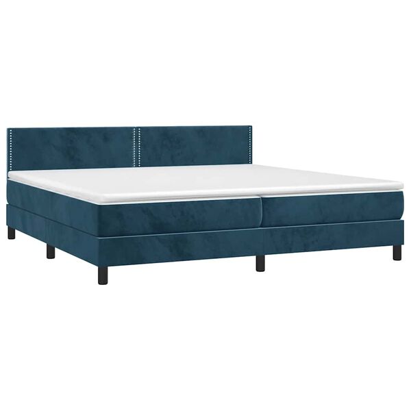 vidaXL Cama box spring con colch&oacute;n terciopelo azul oscuro 200x200 cm