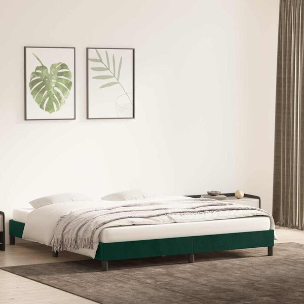 vidaXL Estructura cama sin colch&oacute;n terciopelo verde oscuro 200x220 cm