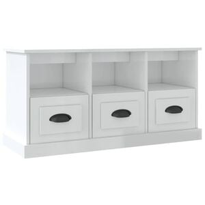 vidaXL Mueble de TV madera contrachapada blanco brillo 100x35x50 cm