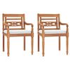 vidaXL Sillas Batavia con cojines 2 unidades madera de teca maciza