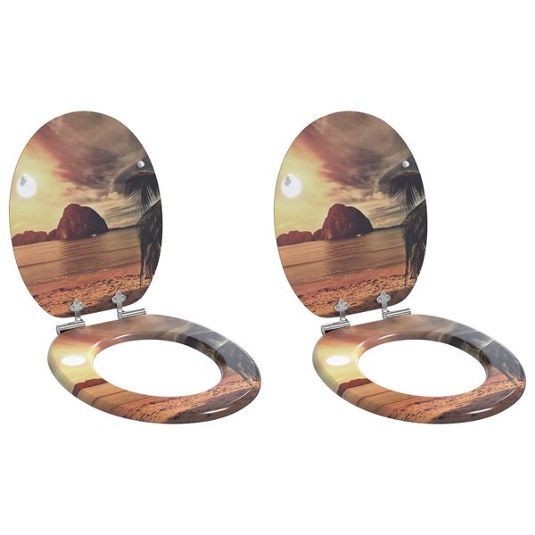 vidaXL Asiento de WC 2 pcs Naranja 44 x 38 cm Tablero de MDF