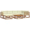 vidaXL Conjunto de sof&aacute;s de exterior con coj&iacute;n 7 pcs Natural y Crema