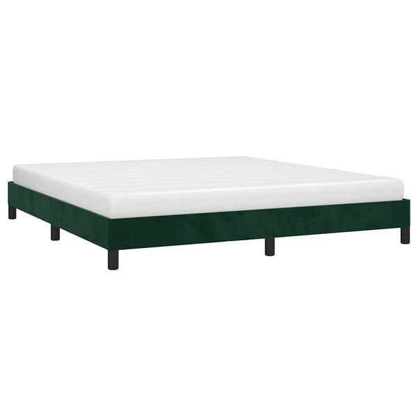 vidaXL Estructura cama sin colch&oacute;n terciopelo verde oscuro 180x200 cm