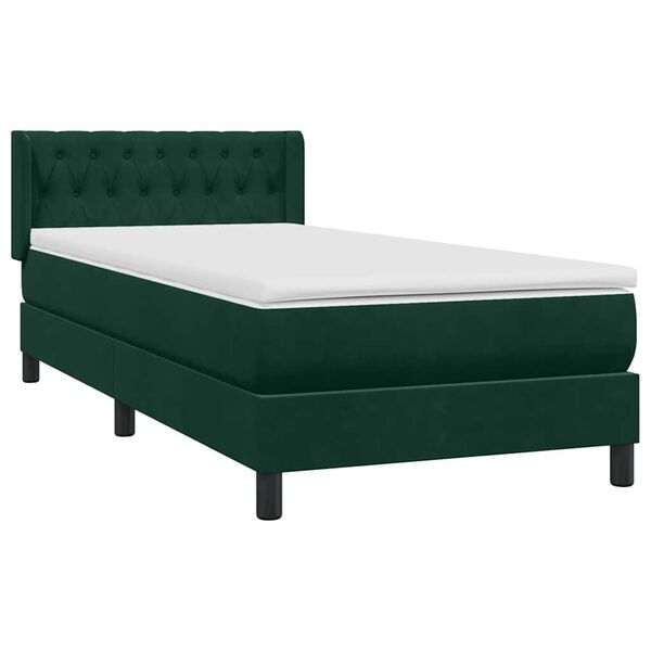 vidaXL Cama box spring con colch&oacute;n terciopelo verde oscuro 90x210 cm