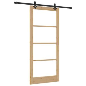 vidaXL Puerta Corredera ORKDAL Natural y negro 93 x 211 cm