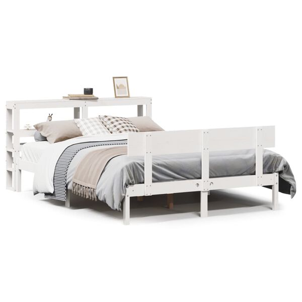 vidaXL Estructura de cama sin colch&oacute;n madera maciza blanca 120x190 cm