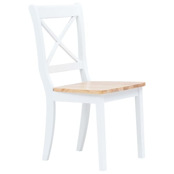 vidaXL Sillas de comedor 6 uds madera maciza de caucho blanco y madera
