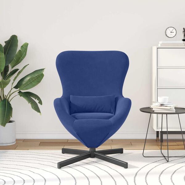vidaXL Sill&oacute;n huevo Azul Polic&iacute;a 63 x 73 x 90 cm Terciopelo