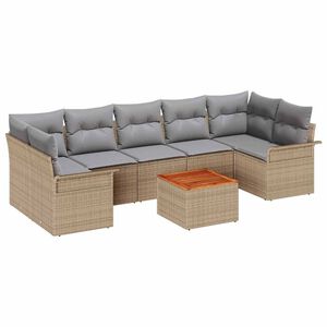 vidaXL Conjunto de sof&aacute;s de jard&iacute;n 8 pcs Beige rat&aacute;n sint&eacute;tico