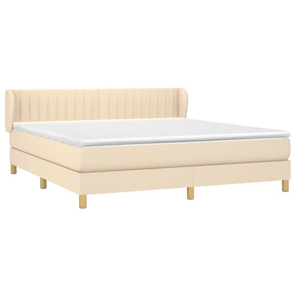 vidaXL Cama box spring con colch&oacute;n tela color crema 160x200 cm