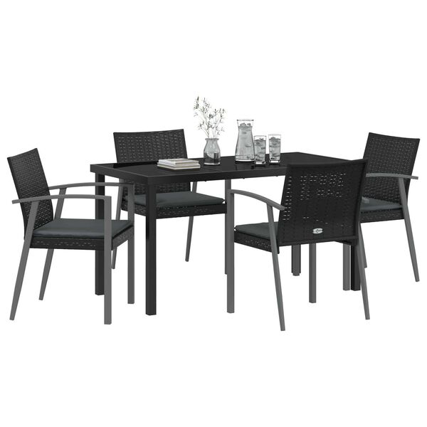 vidaXL Conjunto de Comedor de Jard&iacute;n 5 pcs Negro y Gris