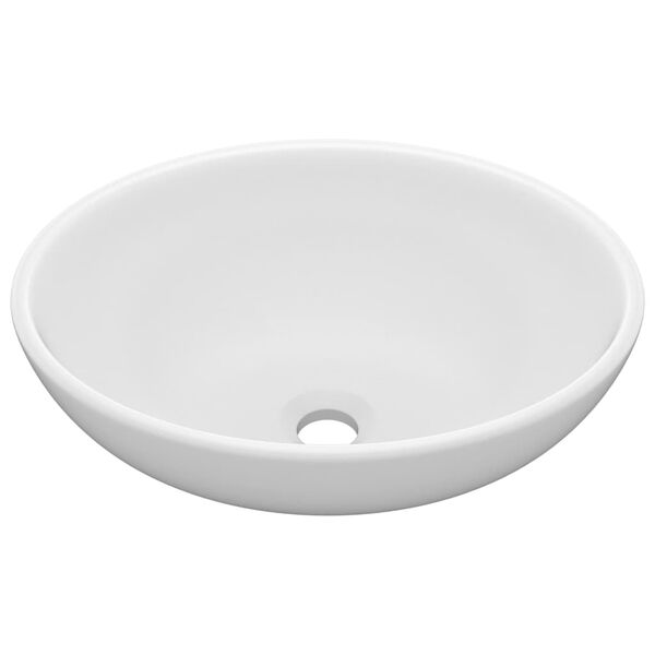 vidaXL Lavabo de lujo ovalado cerámica blanco mate 40x33 cm