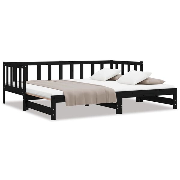 vidaXL Sofá cama extraíble sin colchón negro 2x(90x190) cm