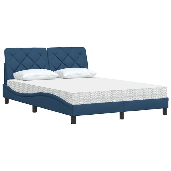 vidaXL Cama con colch&oacute;n tela azul 140x200 cm