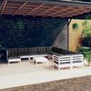 vidaXL Muebles de jardín 12 pzas con cojines blanco madera de pino