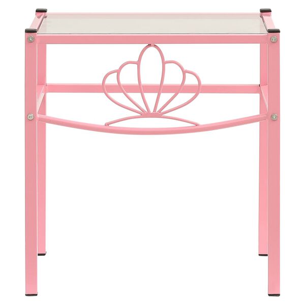 vidaXL Mesitas de noche 2 unidades metal y vidrio rosa y transparente