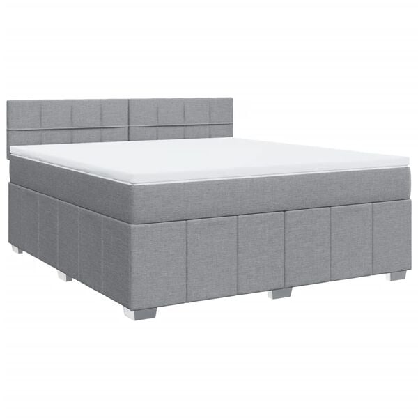 vidaXL Cama box spring con colch&oacute;n tela gris claro 180x200 cm