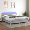 vidaXL Cama box spring con colch&oacute;n tela y LED gris claro 180x200 cm