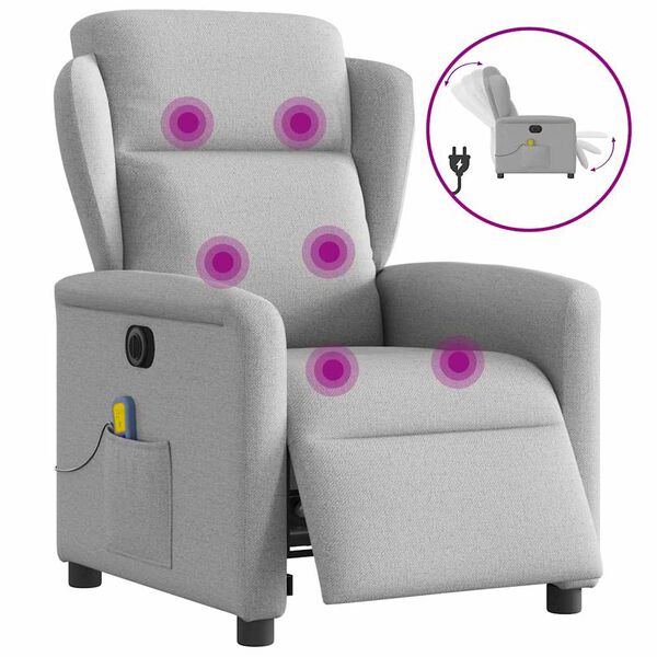 vidaXL Sill&oacute;n reclinable de masaje el&eacute;ctrico tela gris nube
