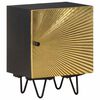 vidaXL Mesita de noche con frontal de lat&oacute;n mango maciza 40x30x50 cm