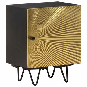 vidaXL Mesita de noche con frontal de lat&oacute;n mango maciza 40x30x50 cm