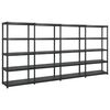 vidaXL Estanter&iacute;as de almacenaje 5 niveles pl&aacute;stico negro 340x40x185cm