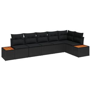 vidaXL Conjunto de sof&aacute;s de jard&iacute;n 6 uds. 6-N&uacute;mero de plazas Negro