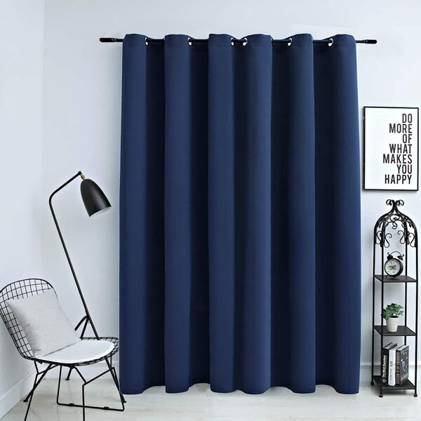 vidaXL Cortina opaca con anillas de metal azul 290x245 cm