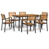 vidaXL Juego de comedor de jard&iacute;n 7 pzas madera maciza acacia y metal