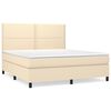 vidaXL Cama box spring con colch&oacute;n tela color crema 160x200 cm