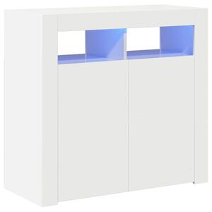 vidaXL Aparador con luces LED blanco brillante 80x35x75 cm