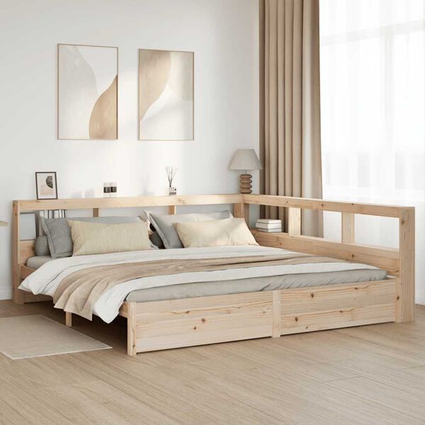 vidaXL Cama con estanter&iacute;a sin colch&oacute;n madera maciza de pino 180x200cm