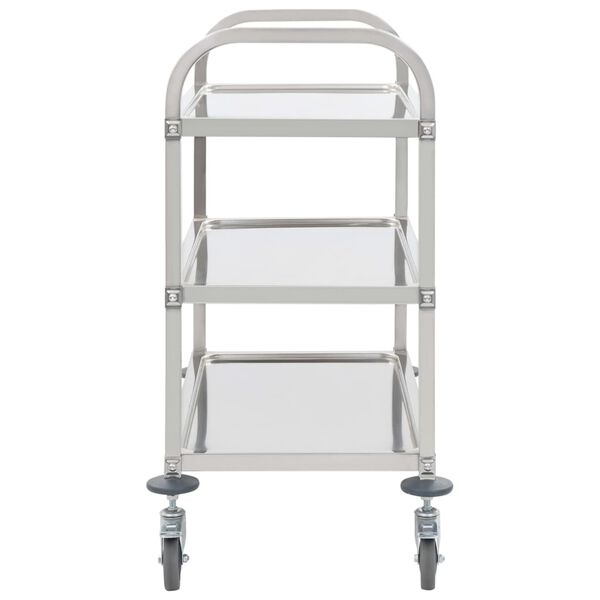 vidaXL Carrito de cocina de 3 alturas 96,5x55x90 cm acero inoxidable