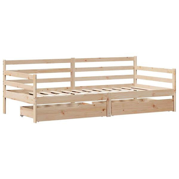 vidaXL Sof&aacute; cama con cajones madera maciza de pino 90x190 cm