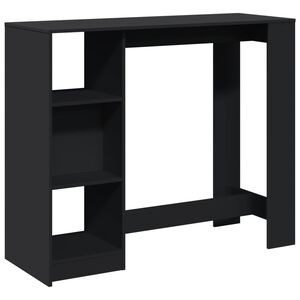 vidaXL Mesa bar con estante madera ingenier&iacute;a negra 124x46x103,5 cm