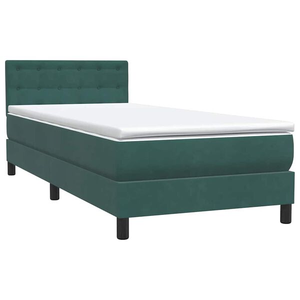 vidaXL Cama box spring con colch&oacute;n terciopelo verde oscuro 100x220 cm