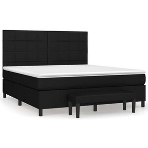 vidaXL Cama box spring con colch&oacute;n tela negro 180x200 cm