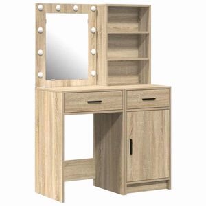vidaXL Conjunto de mesa de vestidor con LED 2 uds. Roble Sonoma