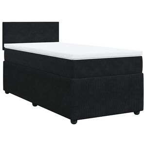 vidaXL Cama box spring con colch&oacute;n terciopelo negro 90x200 cm