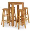 vidaXL Mesa y taburetes altos de jard&iacute;n 5 pzas madera maciza acacia