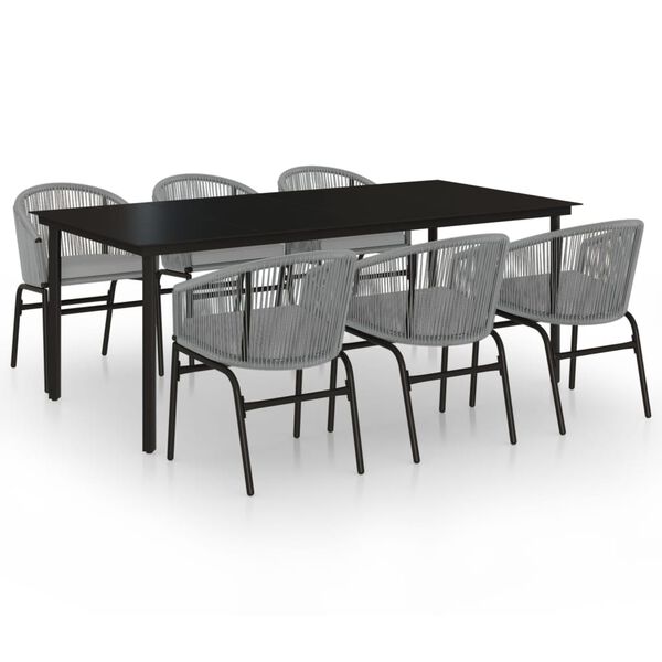 vidaXL Juego de comedor de jard&iacute;n 7 piezas rat&aacute;n sint&eacute;tico gris