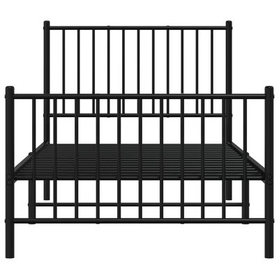 vidaXL Estructura de cama con cabecero y estribo metal negro 90x190 cm